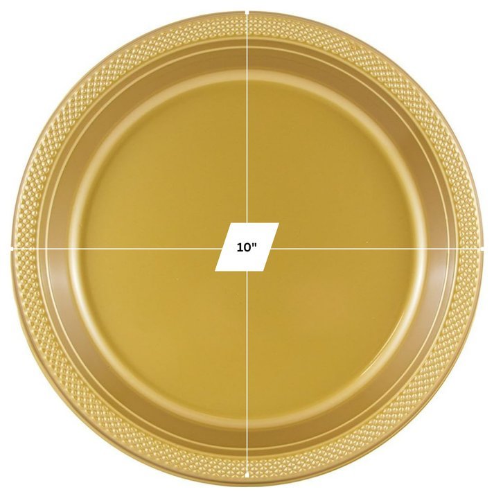 10" Gold Diner Plastic Plates: 4 Pack Kitchen Catalog, Disposable Plates product detail image