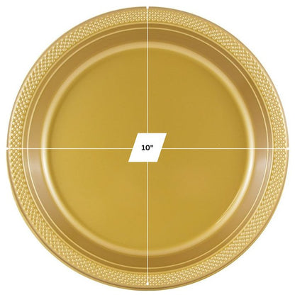 Disposable 10" Gold Diner Plastic Plates