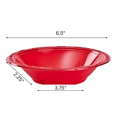 Disposable 15oz Red Plastic Bowl