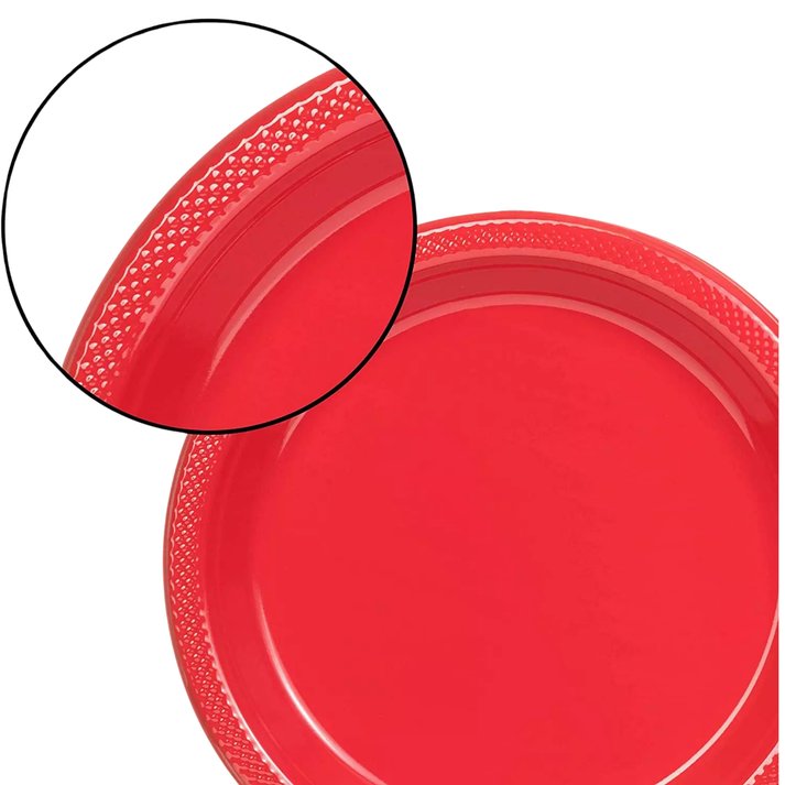 Disposable 10" Red Diner Plastic Plates