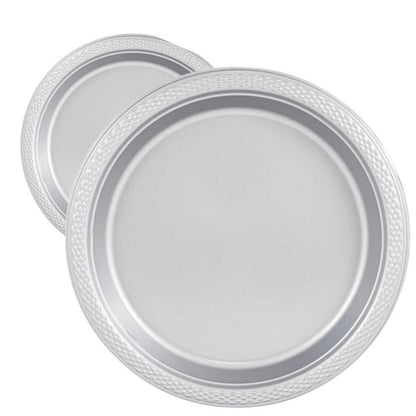 Disposable 10" Silver Diner Plastic Plates