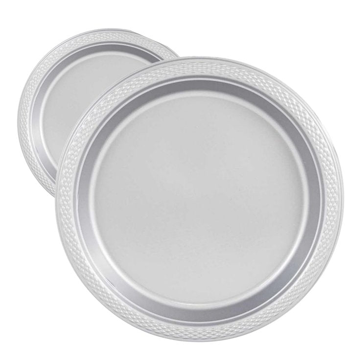 Disposable 7" Silver Salad Plastic Plates: 6 Pack Kitchen Catalog, Disposable Plates size and feature image