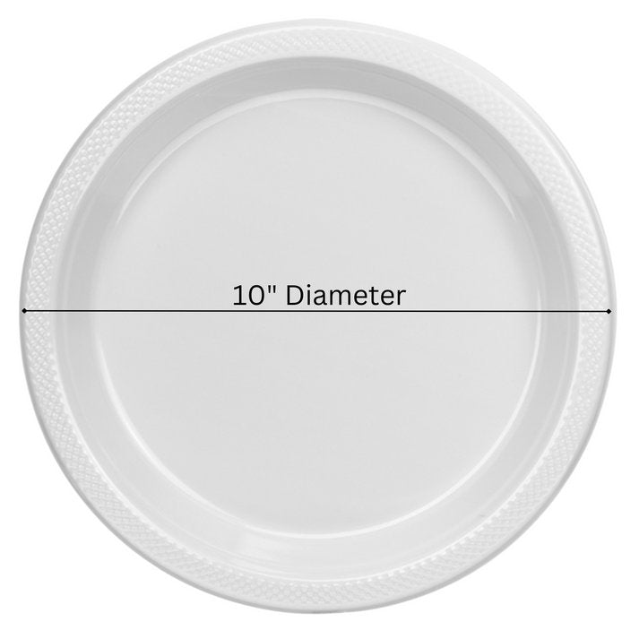 Disposable 10" White Diner Plastic Plates: 4 Pack Kitchen Catalog, Disposable Plates product detail image