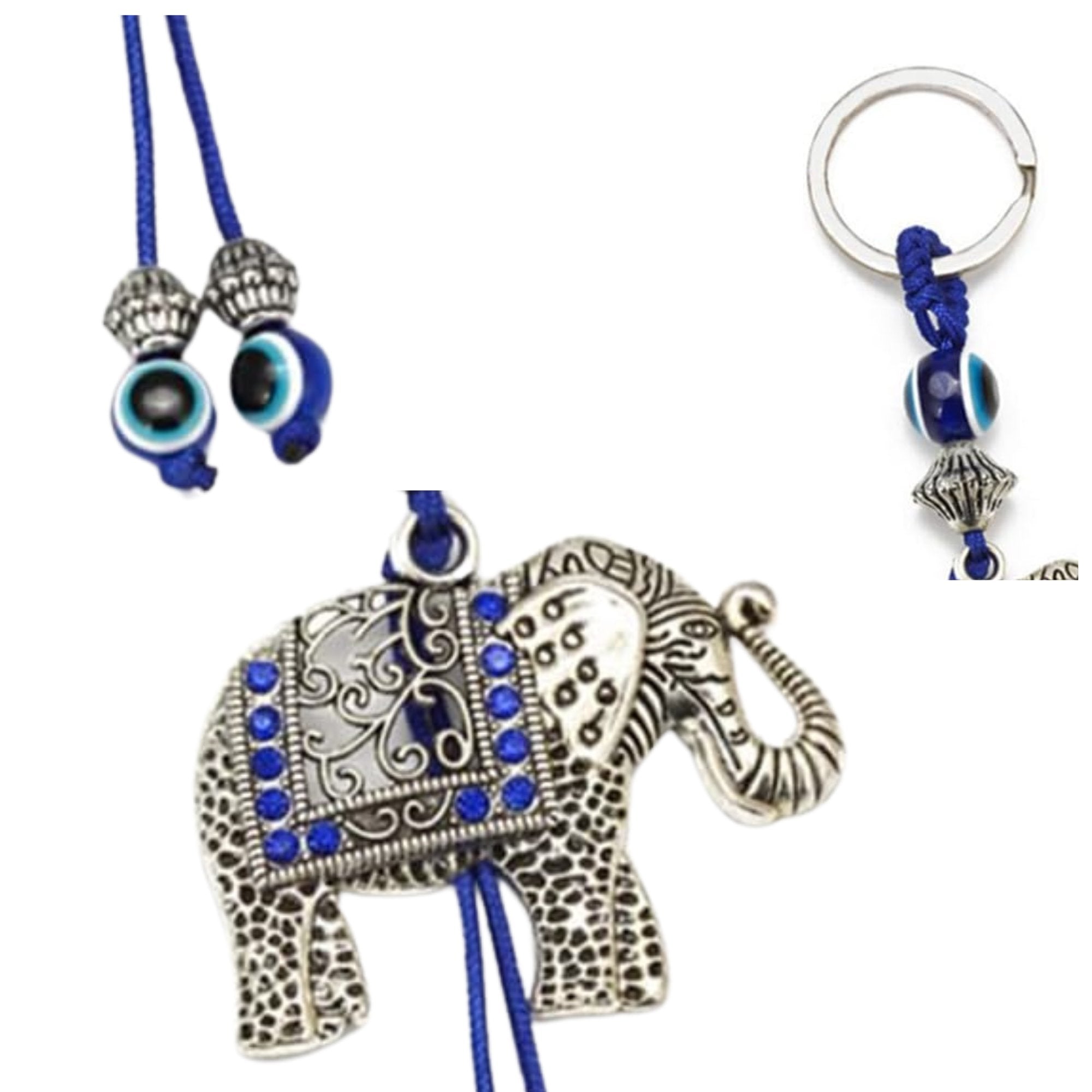 Lucky Elephant & Evil Eye Keychain – Blue Tassel Charm: 1 Pack Keychain, Novelty & Souvenir Catalog size and feature image
