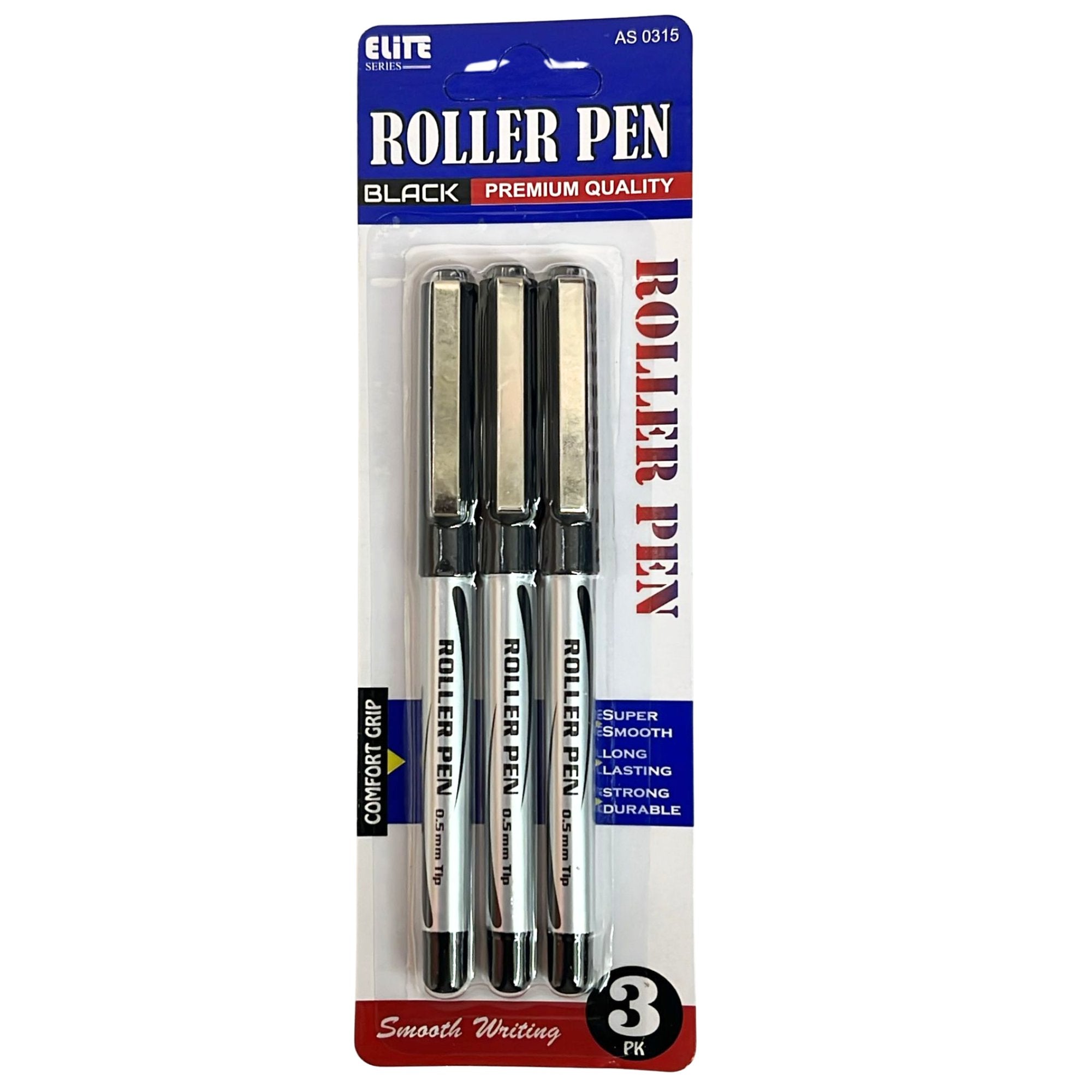 Elite Series –Premium Black Roller Pen: 3 Pack Rollerball Pens main product image