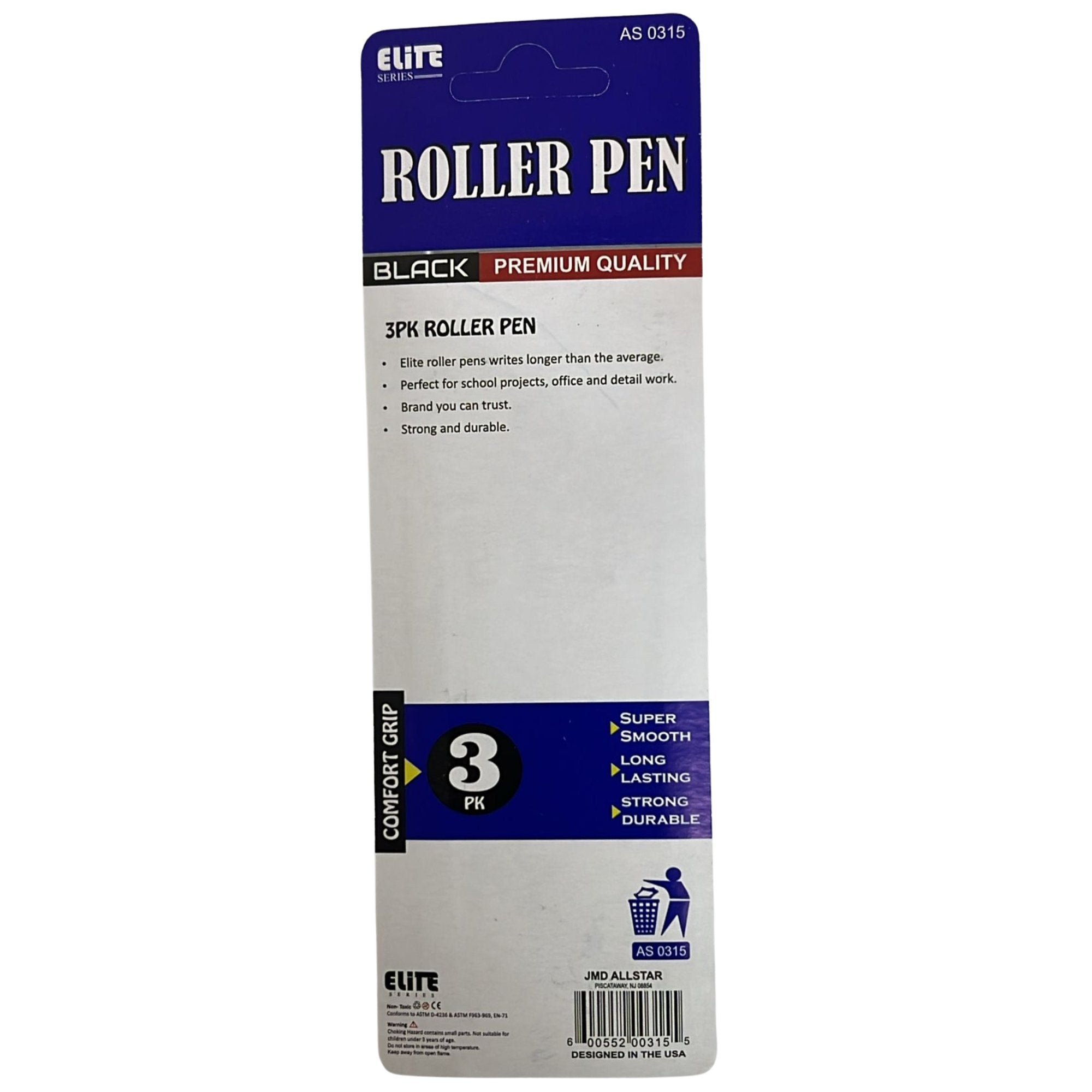 Elite Series –Premium Black Roller Pen: 3 Pack Rollerball Pens size and feature image