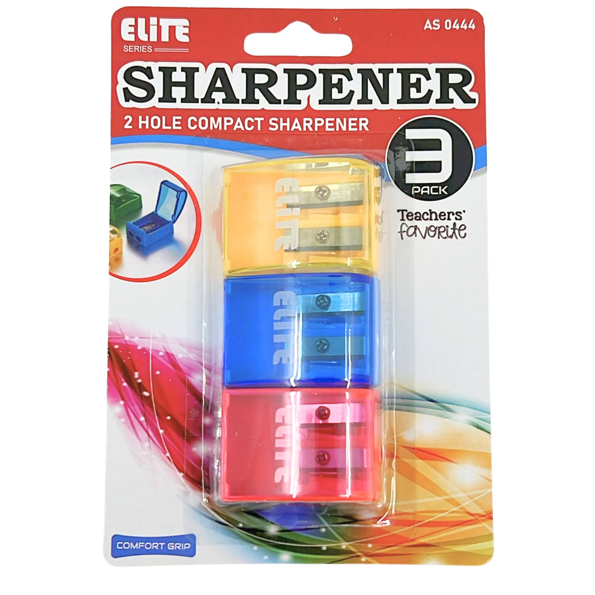 Elite Series 2 Hole Compact Dual Size Pencil Sharpeners: 3 Pack main product image