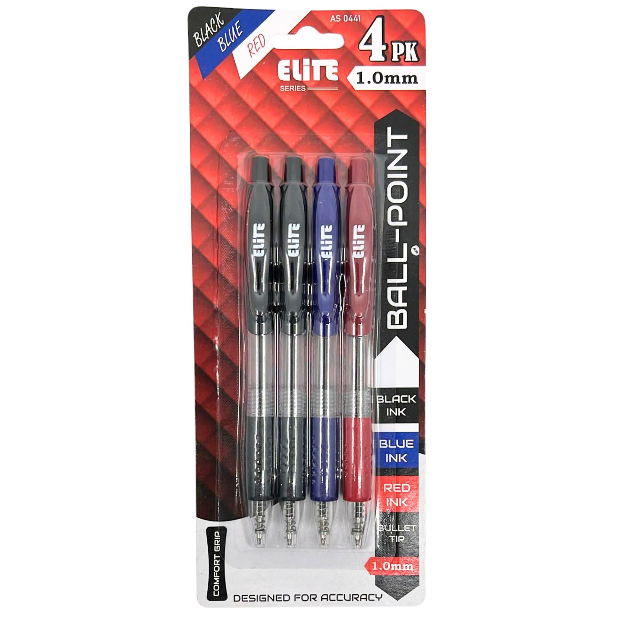 Elite Series Assorted Gel Ballpoint Pens – 1.0mm Bold Bullet Tip: 4 Pack product detail image