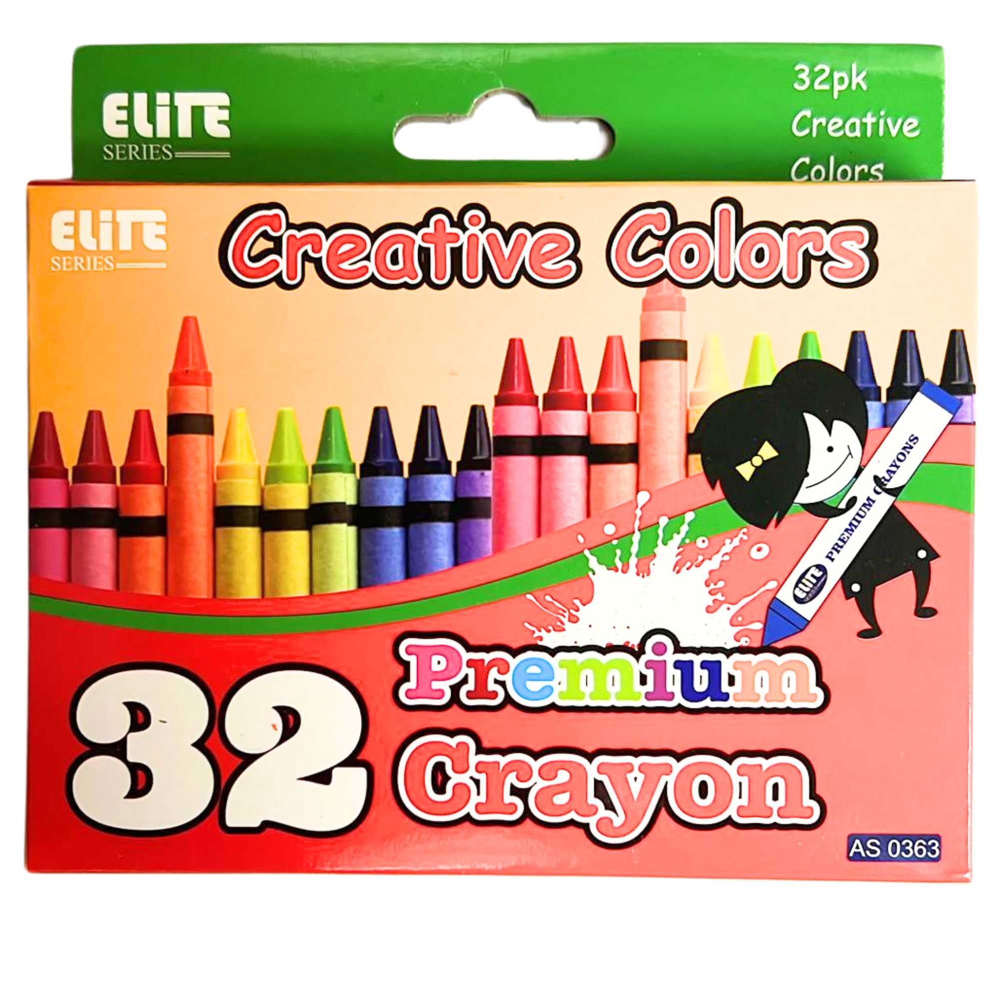 Elite Series – Box of Non Toxic Crayons: 32 Pack Crayons School main product image