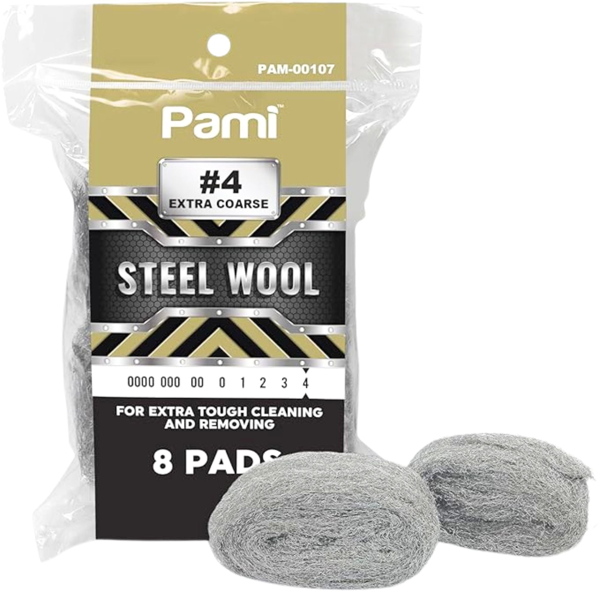 PAMI Grade #4 Extra Coarse Steel Wool Pads: 8 Pads Cleaning Steel Wool main product image