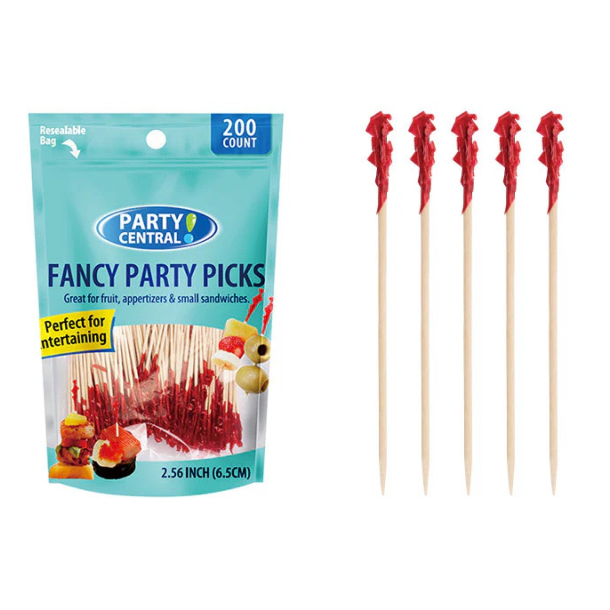 Red 2.5" Fancy Party Picks:200 Pack Kitchen Catalog,Cocktail Picks BBQ Event catalog Party Decorations size and feature image