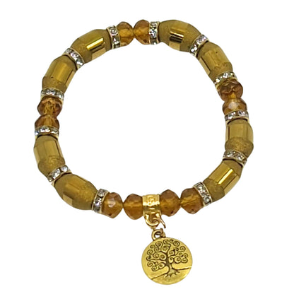 Long Gold Bead Touch with Colorful Beaded Bracelet