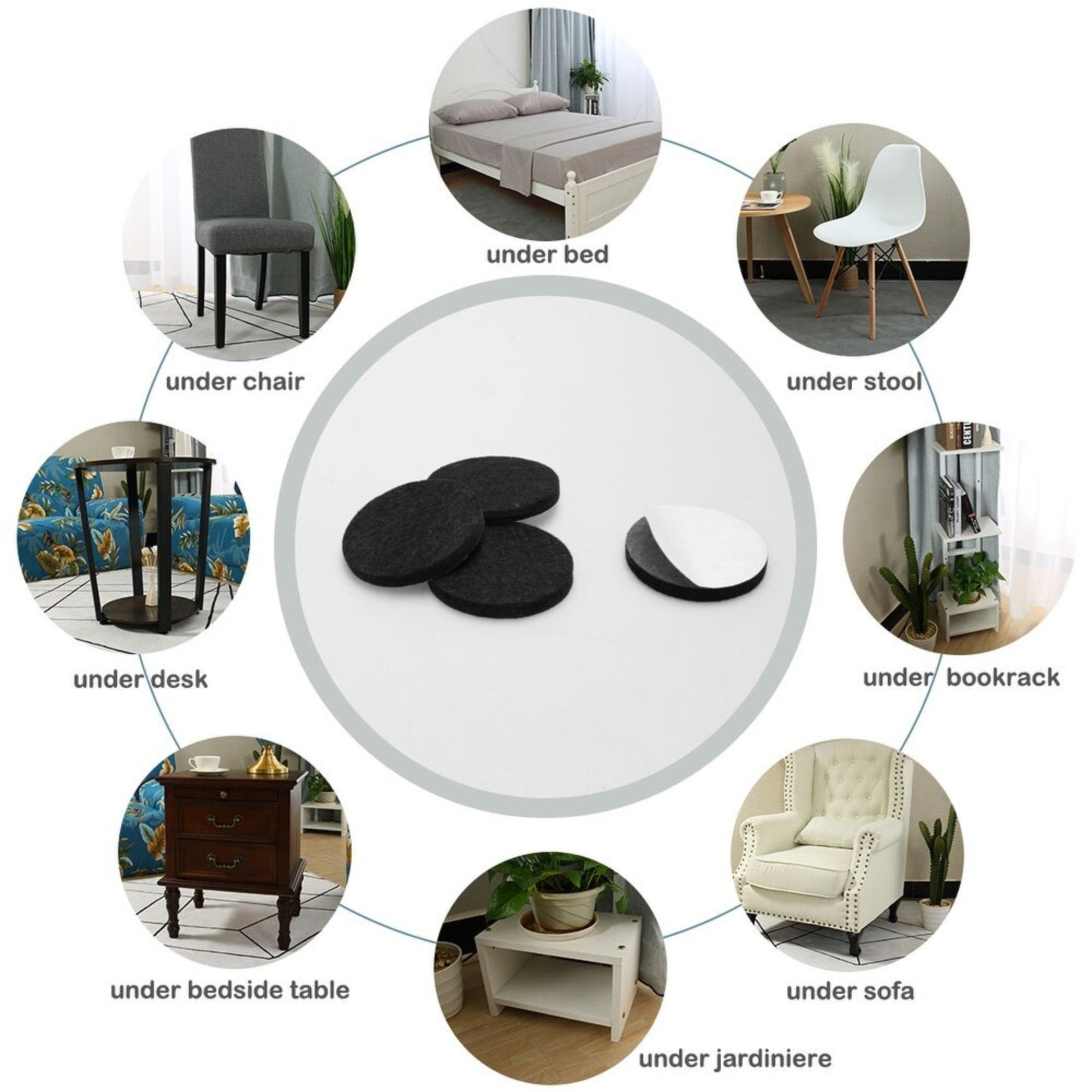2 Sizes Round Felt Pads Set, Furniture & Floor Protectors: 16 Pack Furniture Floor Protectors Furniture care lifestyle use