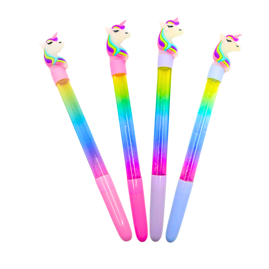 99¢- Unicorn Glitter Blue Ink Pen – Stylish Writing Tool with Sparkle and Charm: 1CT