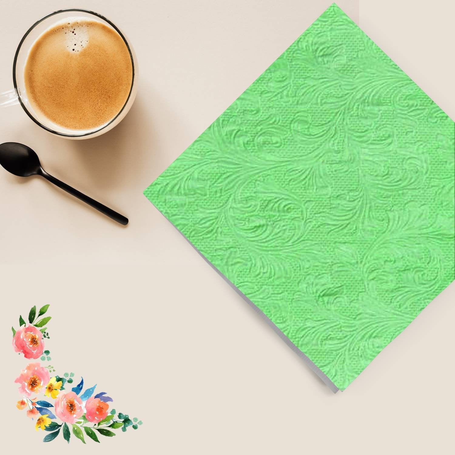 Fiorentina Light Green Lunch Napkins 20 Pack Napkins Party Tableware size and feature image