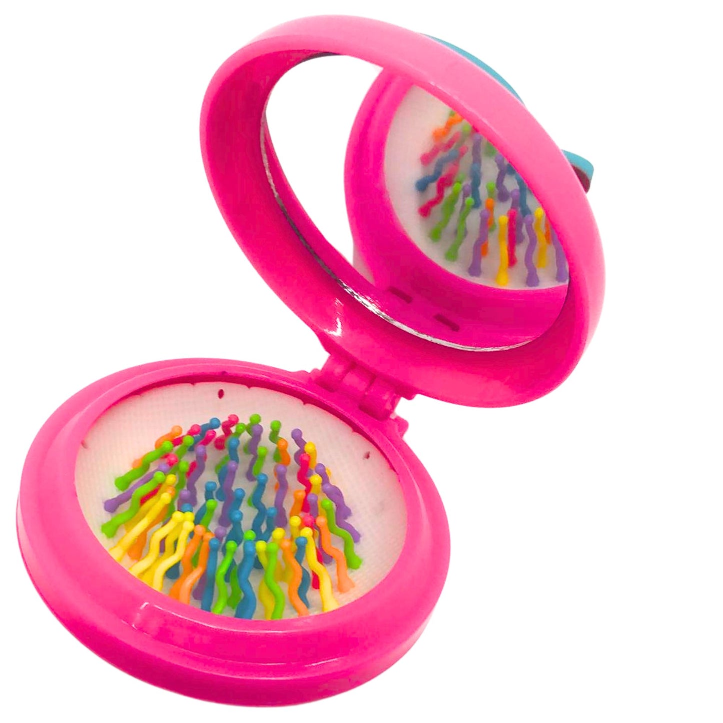 Small Folding Pocket Hair Brush with Mirror – Compact Detangling, Massage Comb for On the Go Grooming