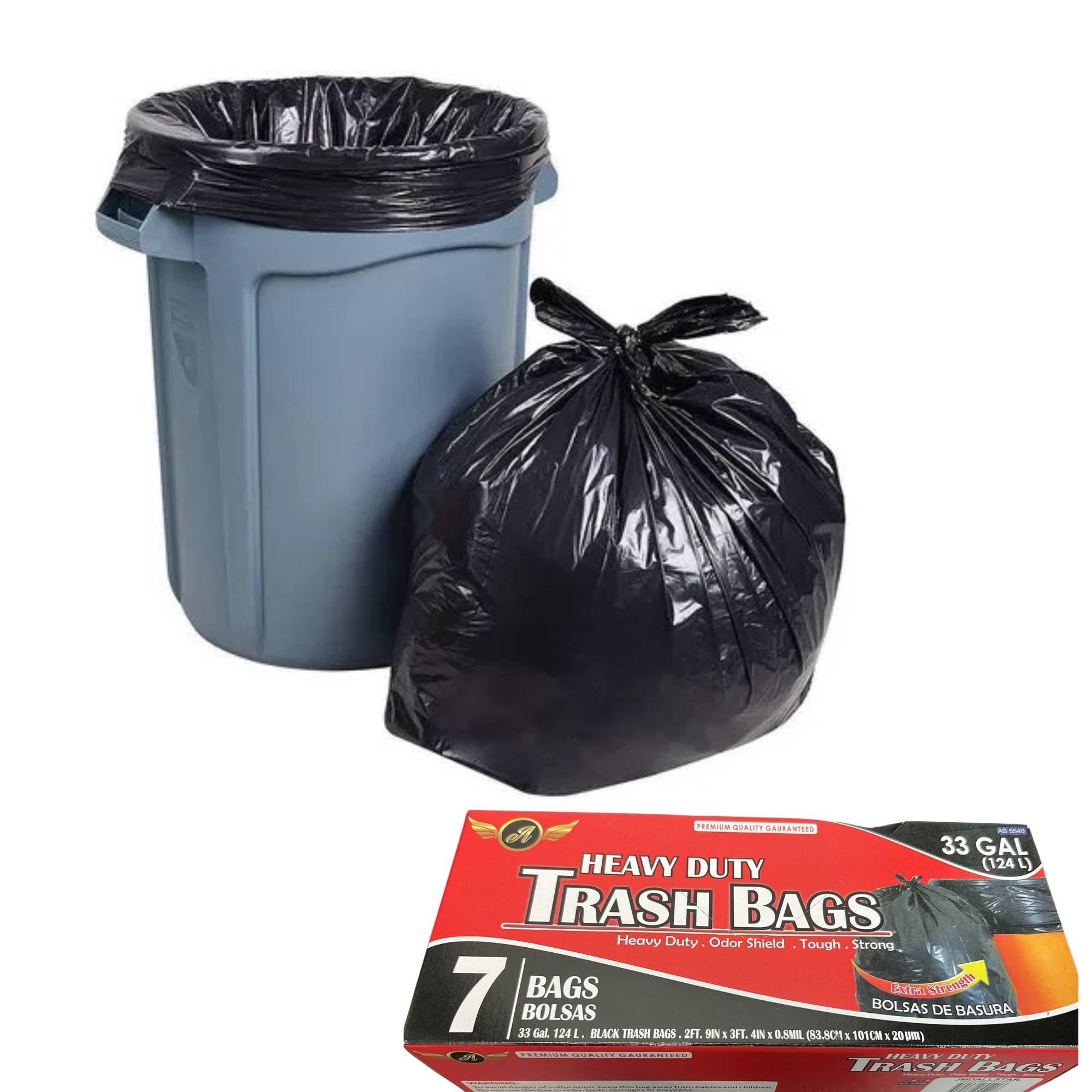 33 Gallon Heavy Duty Garbage bag: 7 Pack Garbage Bags Trash size and feature image