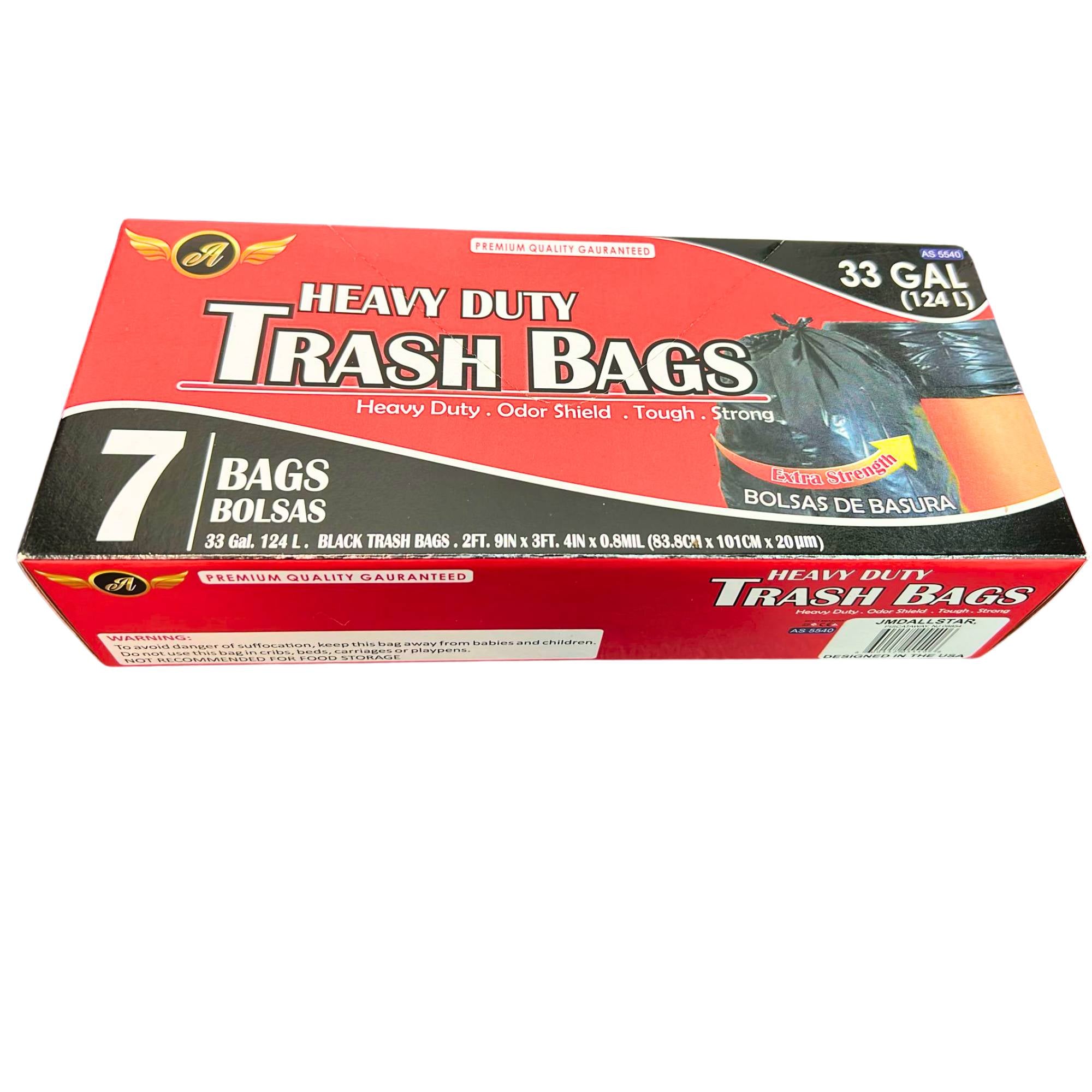 33 Gallon Heavy Duty Garbage bag: 7 Pack Garbage Bags Trash product detail image
