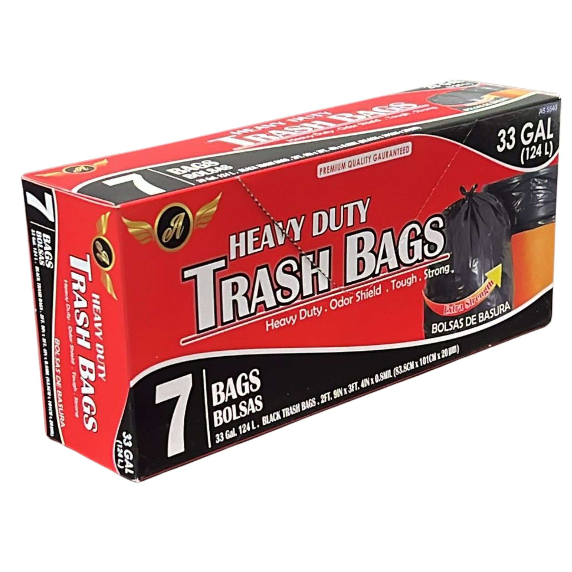 33 Gallon Heavy Duty Garbage bag: 7 Pack Garbage Bags Trash main product image