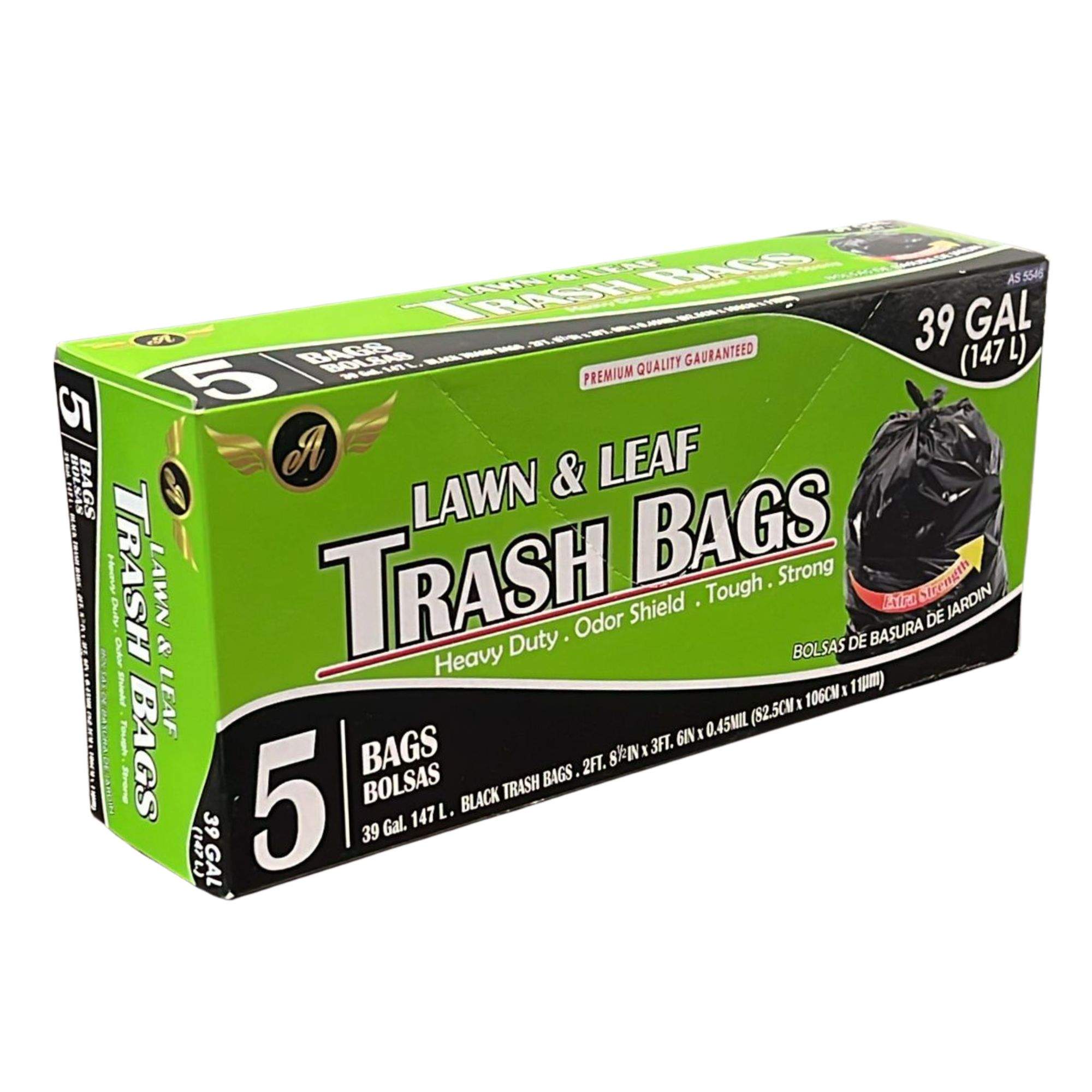 39 Gallon Lawn & Leaf Garbage bags: 5 Pack Trash main product image