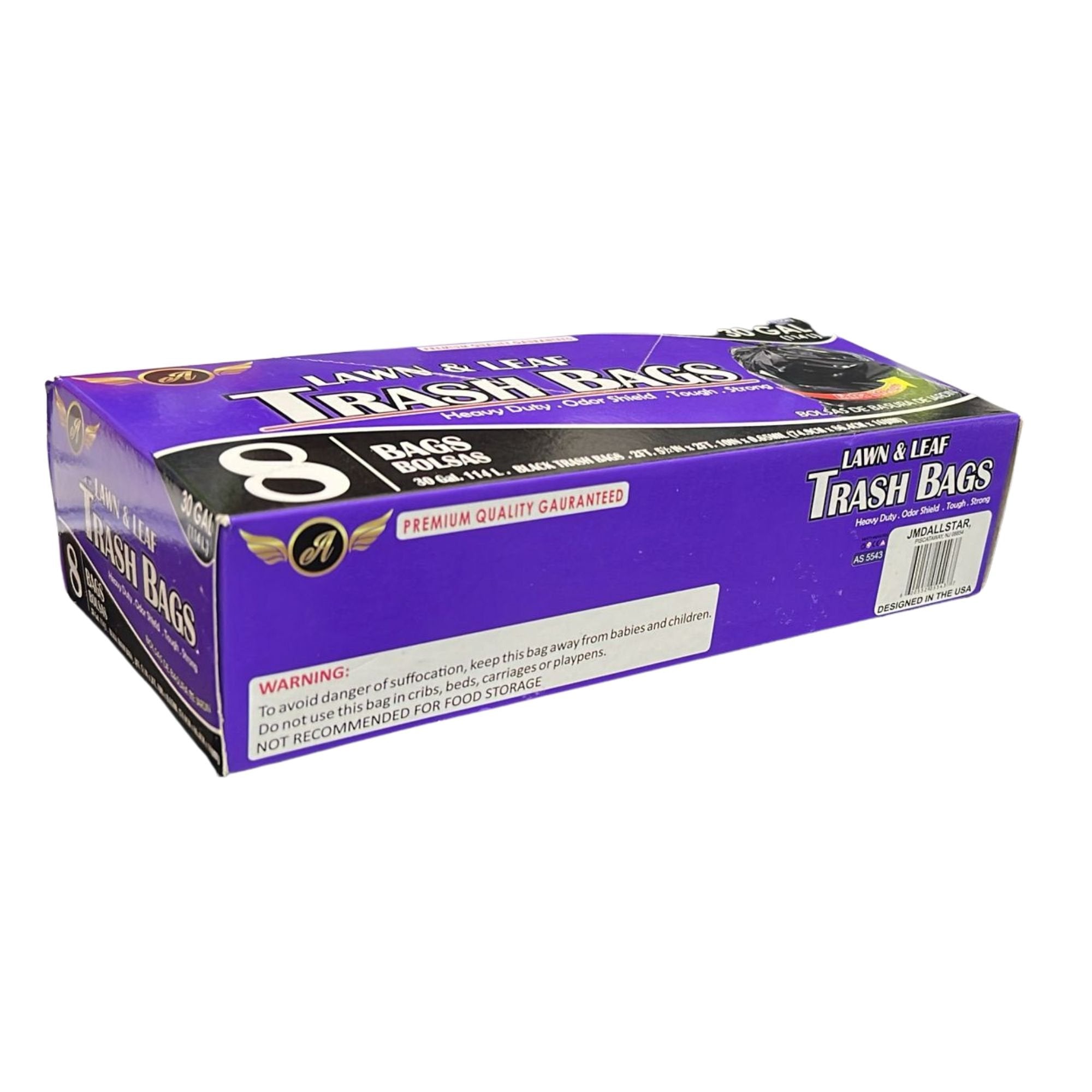 30 Gallon Lawn & Leaf Garbage bags: 8 Pack Trash product detail image