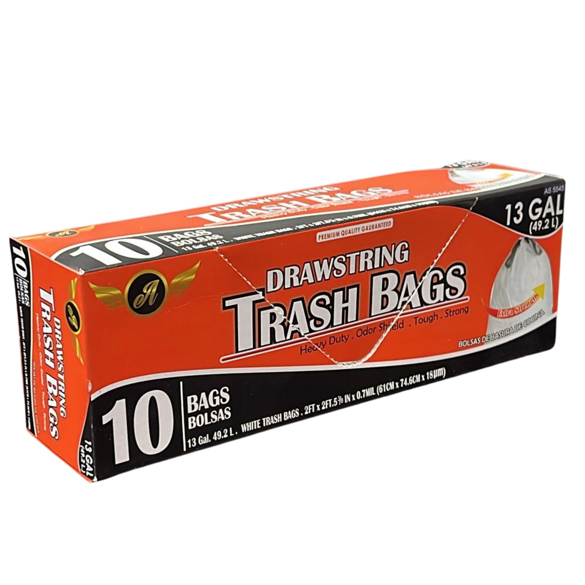 13 Gallon White Drawstring Garbage bags: 10 Trash main product image