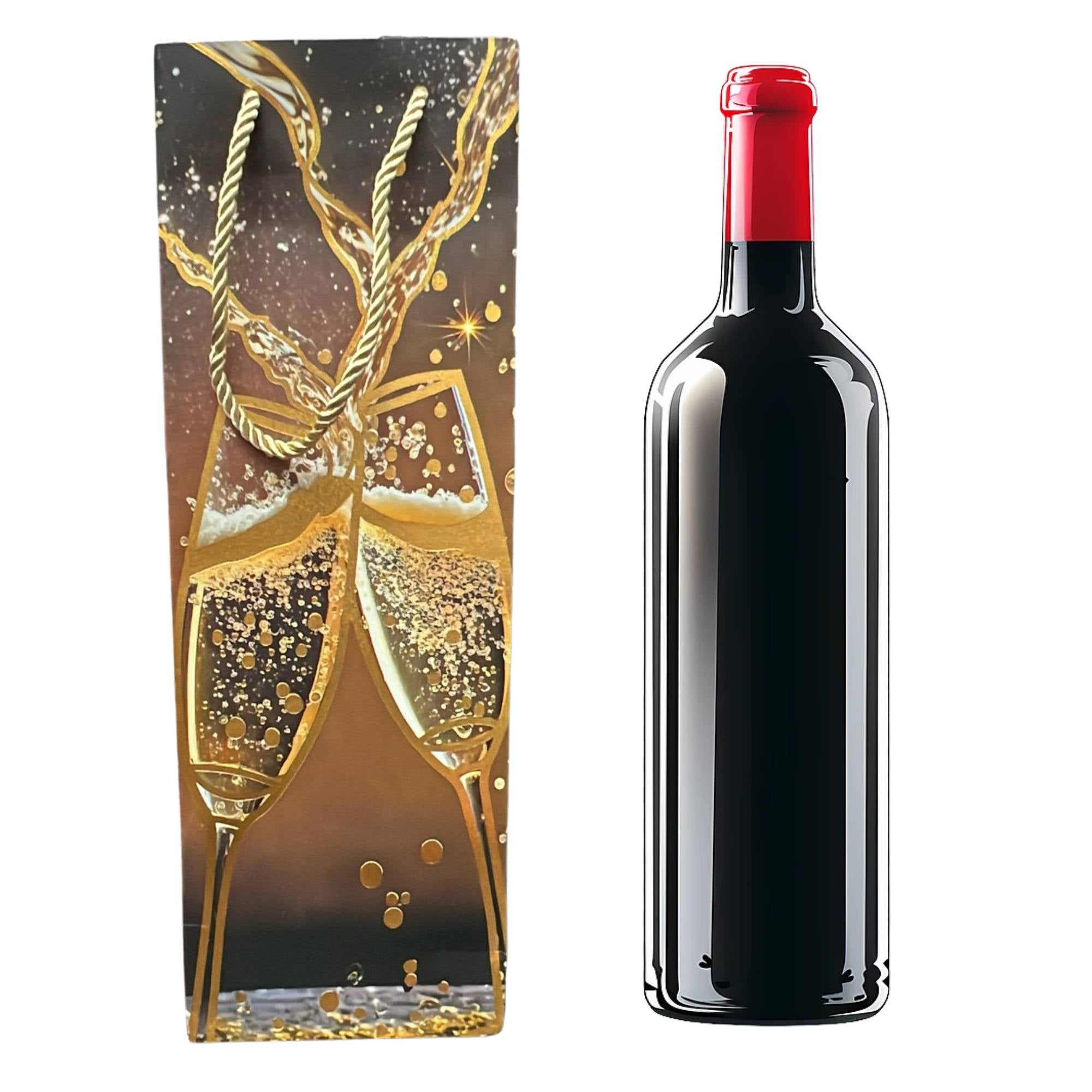14" x 3.5" Glass Print Wine/Bottle Gift Bag: 1 Pack Gift Bags main product image
