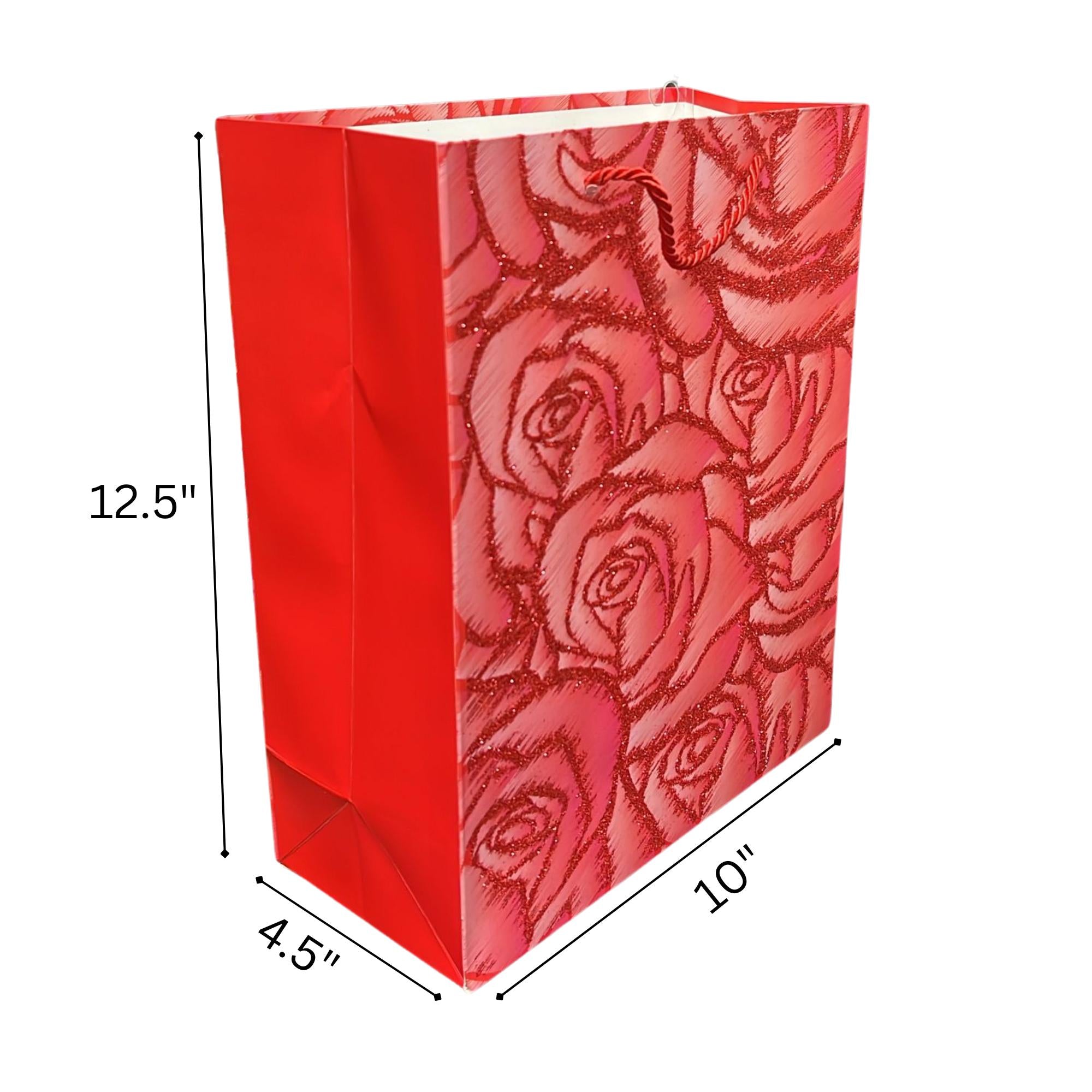 Shiny Red Glittery Valentines Day 10x13 Gift Bag: 1 Pack Gift Bags Gift Bag Valentine product image 9
