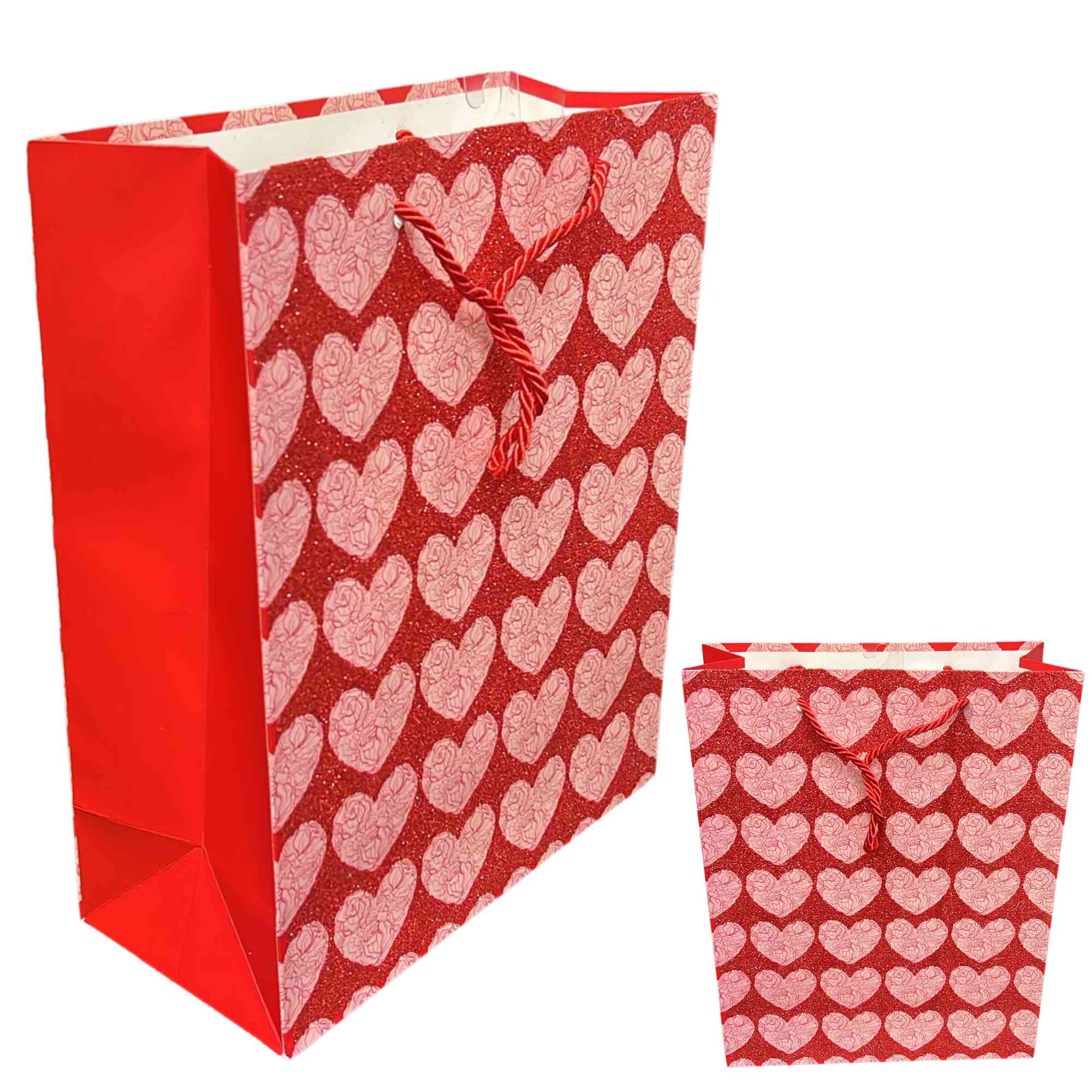 Shiny Red Glittery Valentines Day 10x13 Gift Bag: 1 Pack Gift Bags Gift Bag Valentine size and feature image