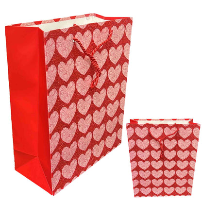 Shiny Red Glittery Valentines Day Gift Bag