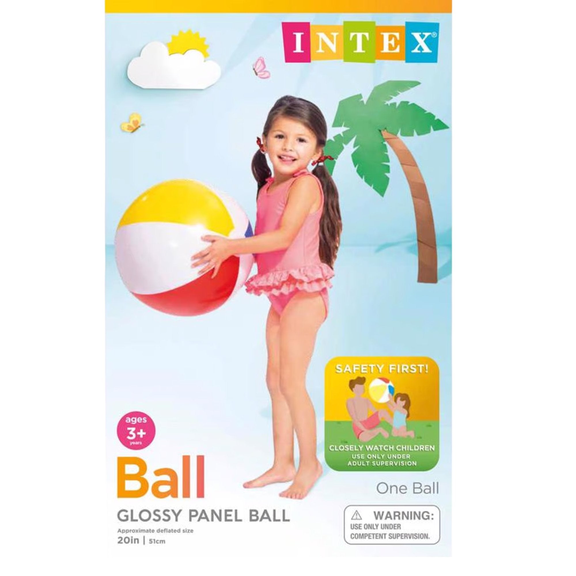 Intex 20" Glossy Panel Beach Ball: 1 Pack Beach Balls Holidays Gift Toys main product image