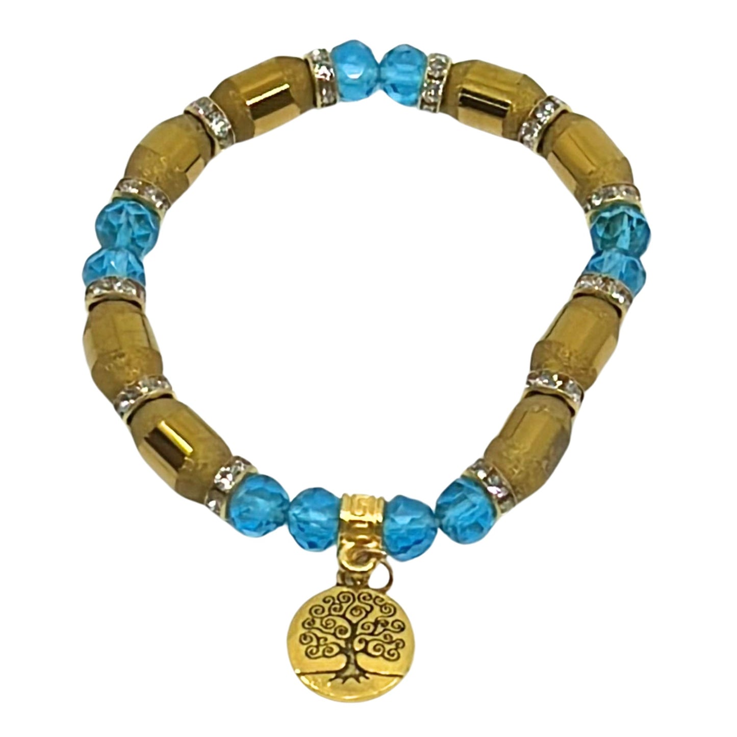 Long Gold Bead Touch with Colorful Beaded Bracelet