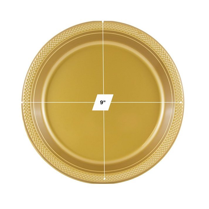 9" Gold Diner Plastic Plates: 5 Pack Kitchen Catalog, Disposable Plates product detail image