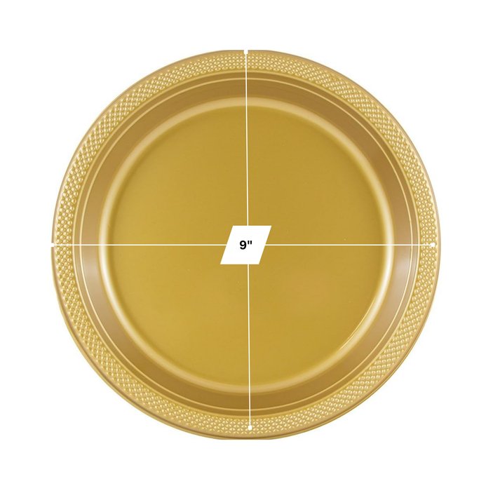 Disposable 9" Gold  Diner Plastic Plates