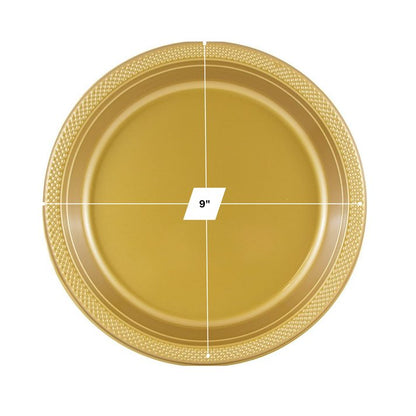 Disposable 9" Gold  Diner Plastic Plates