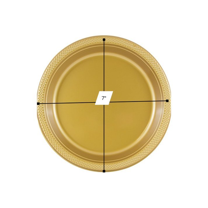 7" Gold Salad Plastic Plates: 6 Pack Kitchen Catalog, Disposable Plates product detail image