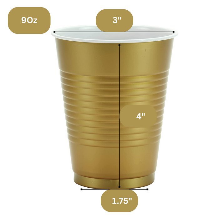 Disposable 9oz Gold Plastic Cups: 8 Pack Kitchen Catalog,Dispoable Cups product detail image