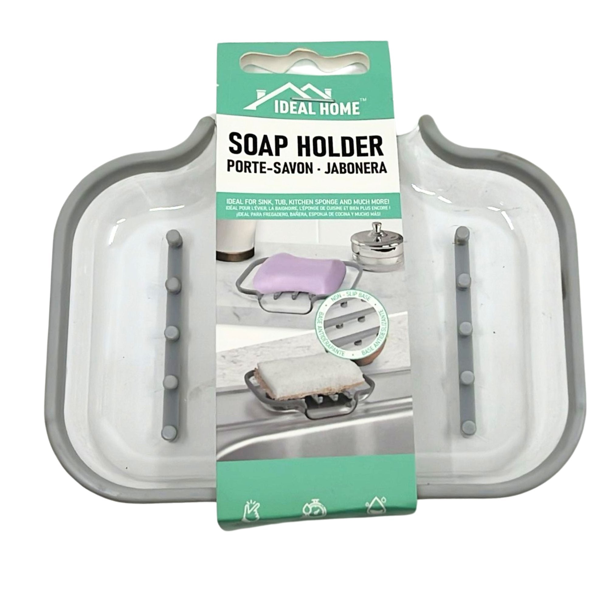 Transparent with Gray Border Plastic Soap Holder:1 Pack Soap Dishes & Holders Bathroom Accessories main product image