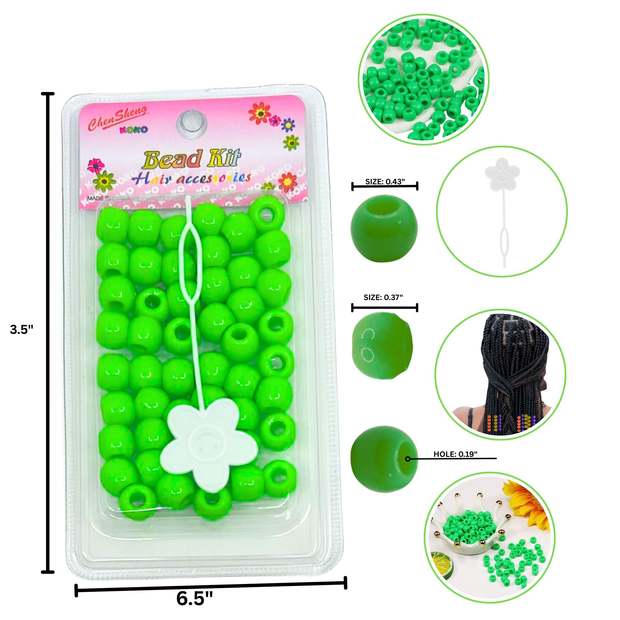 Deluxe Large Green Bead Kit: 50 Pack Bead Kit DIY product detail image