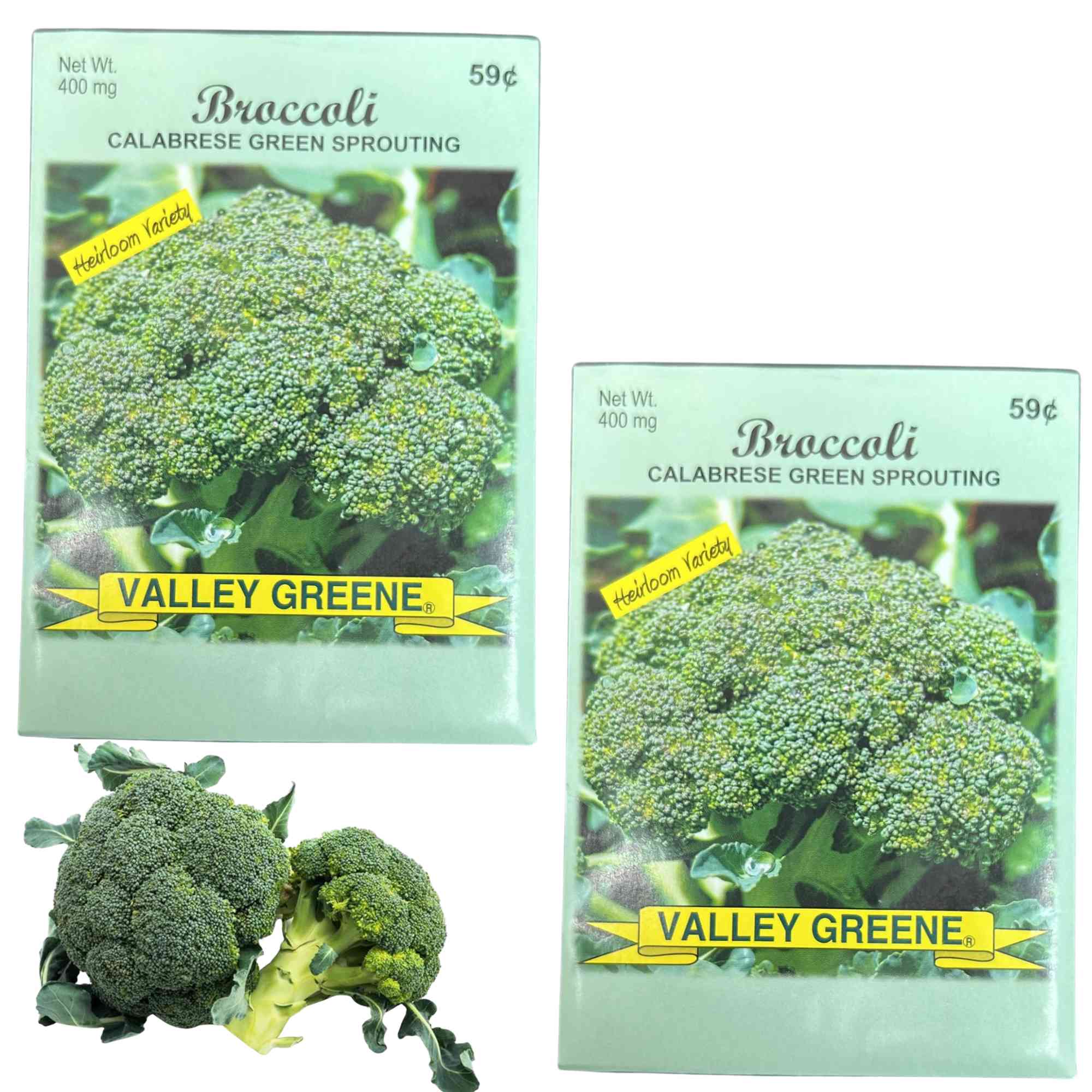 Valley Greene 400mg Broccoli Seeds – Calabrese Green Sprouting: 2 Pack main product image