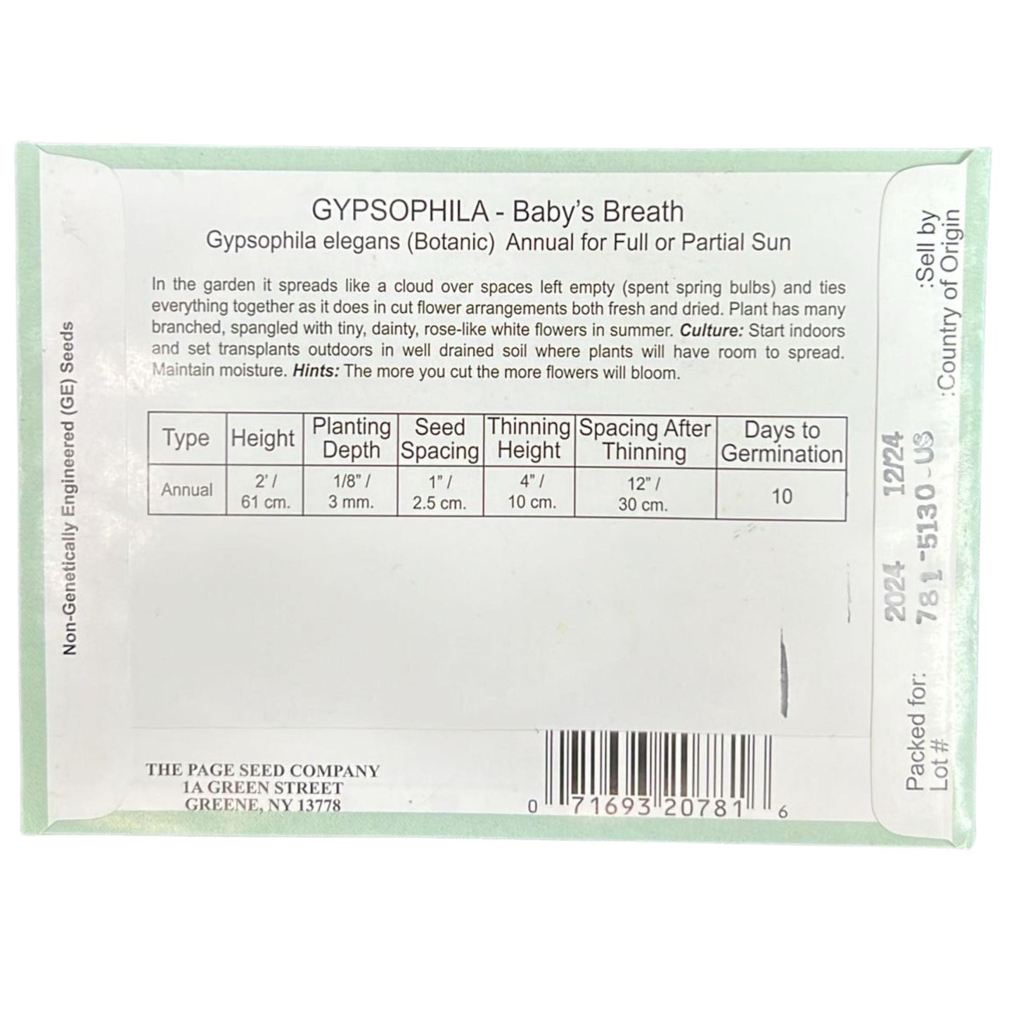 Valley Greene 200mg Gypsophila Baby's Breath Seeds