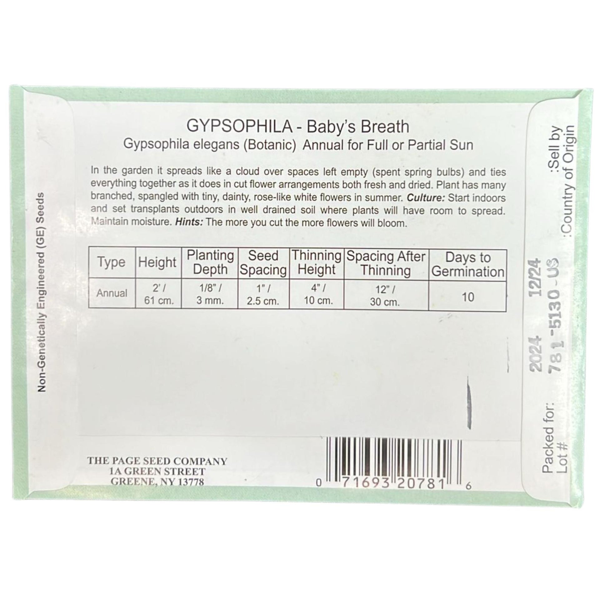Valley Greene 200mg Gypsophila Baby's Breath Seeds