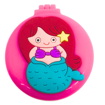 Small Folding Pocket Hair Brush with Mirror – Compact Detangling, Massage Comb for On the Go Grooming