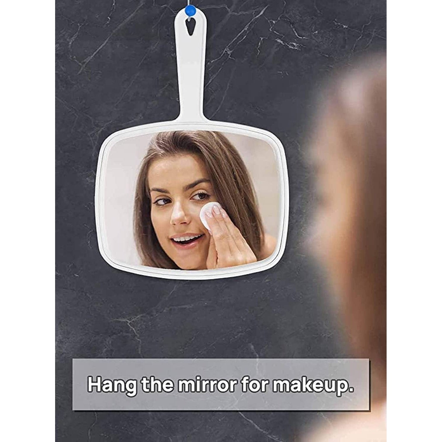 6.3" W x 9.6" L Hand Mirror, White Handheld Mirror: 1 Pack Holidays Gift Tools size and feature image
