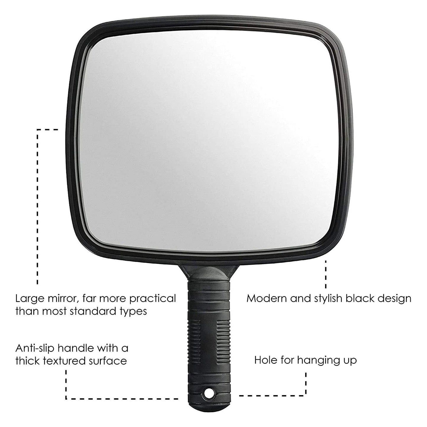 99¢ Hand Mirror, Black Handheld Mirror with Handle, 6.3" W x 9.6" L 99Everything