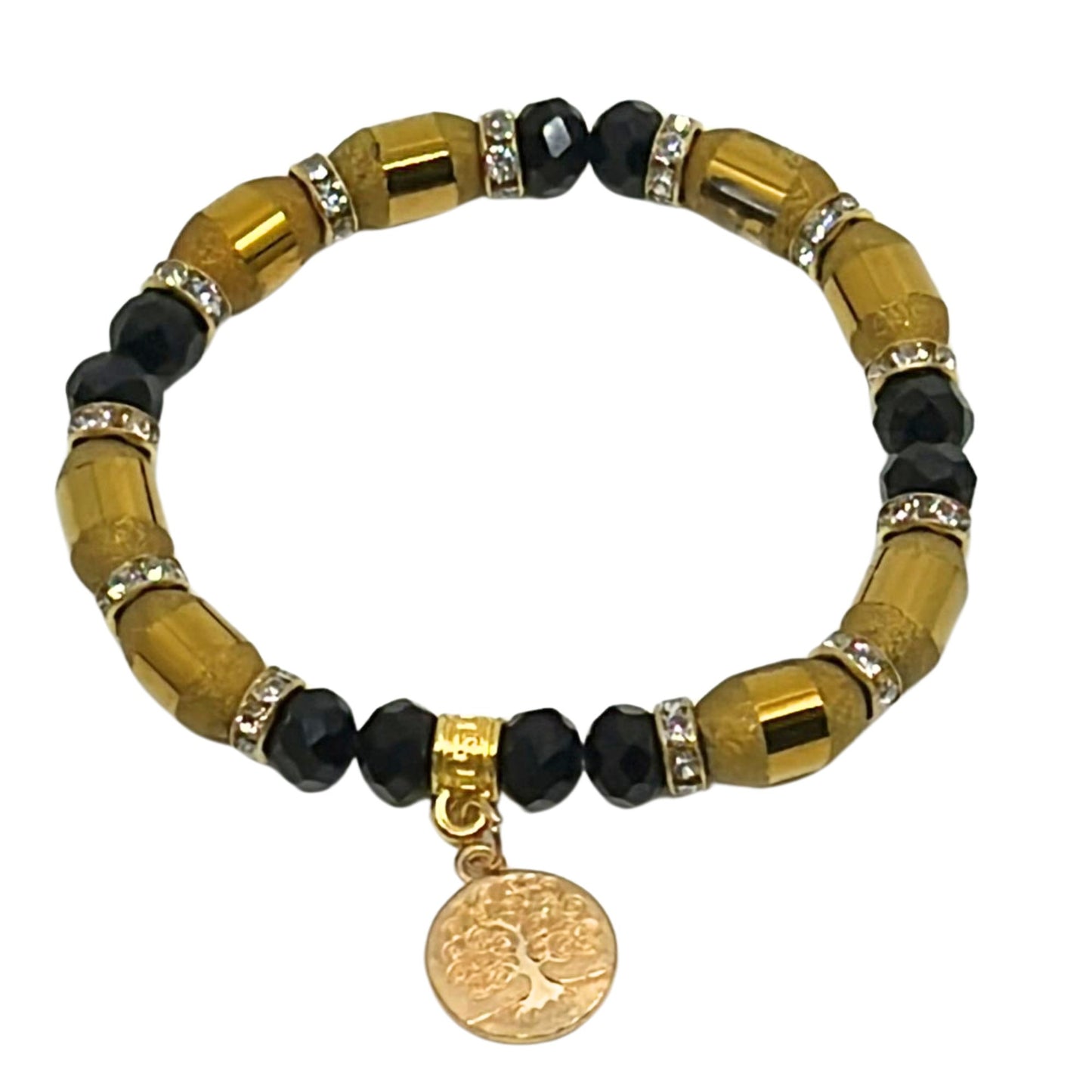 Long Gold Bead Touch with Colorful Beaded Bracelet