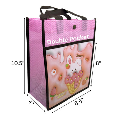 Reusable Fabric Gift Bag with Double Pockets and Safety Button