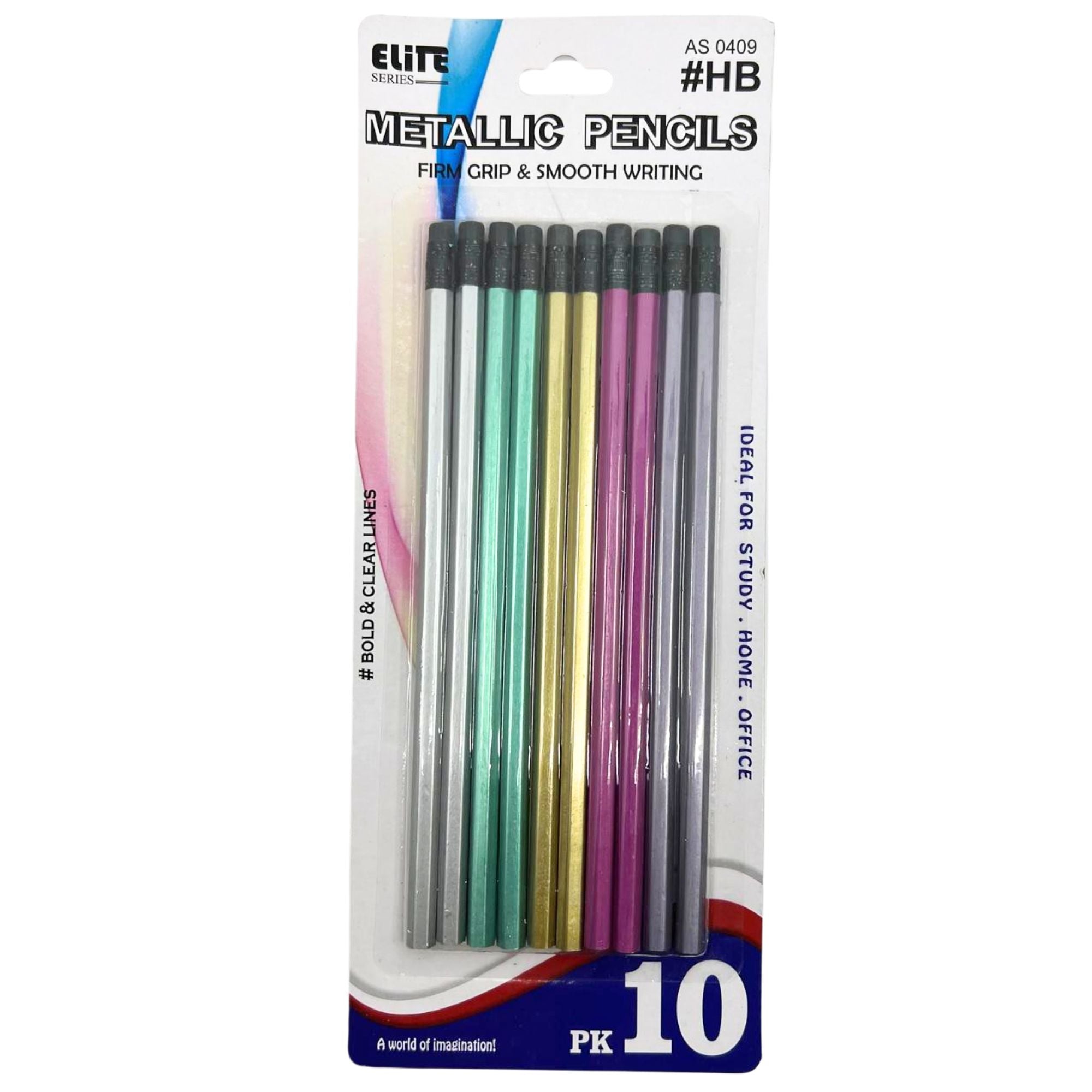 HB Metallic Pencils, Smooth Writing & Firm Grip: 10 Pack Wooden Pencils main product image