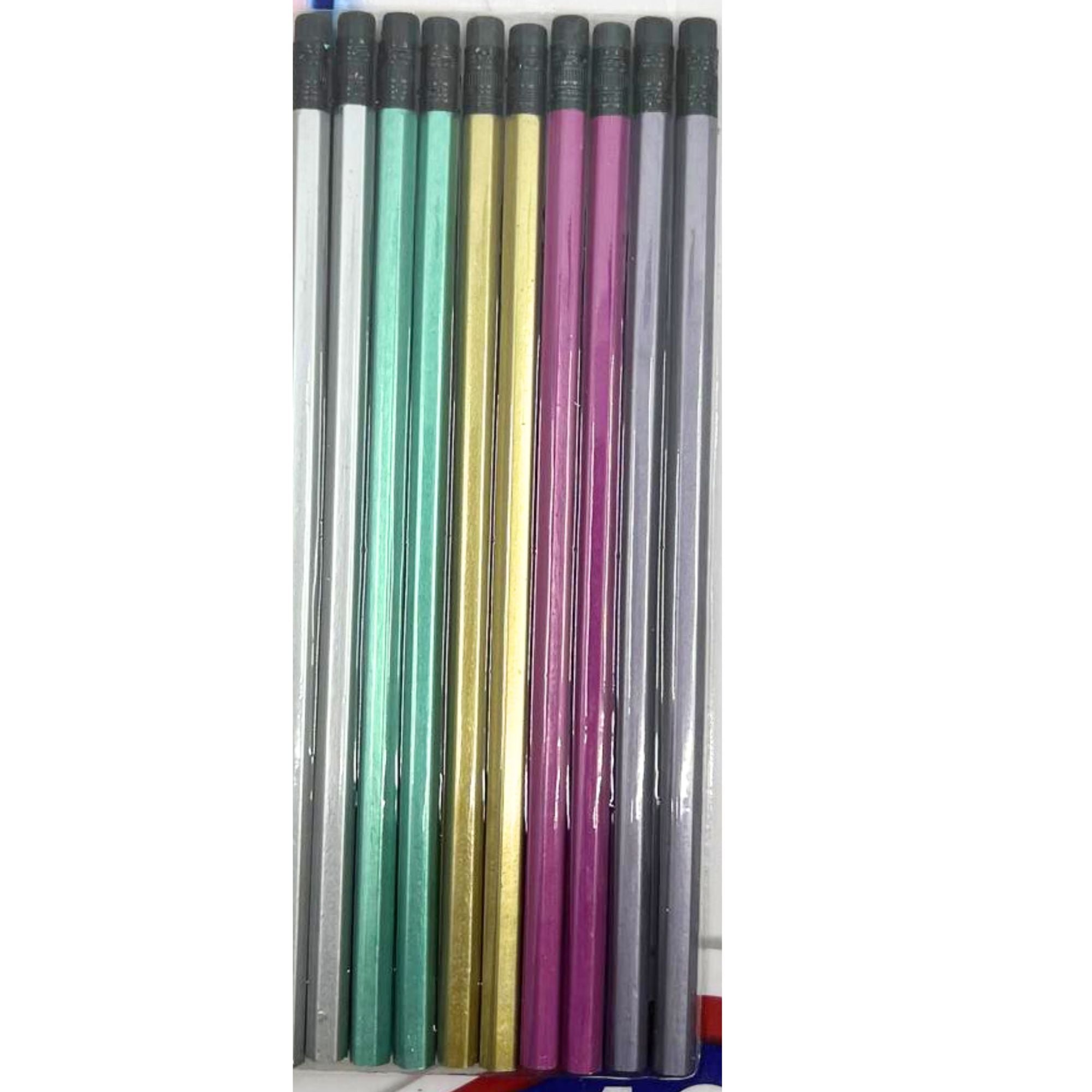 HB Metallic Pencils, Smooth Writing & Firm Grip: 10 Pack Wooden Pencils product detail image