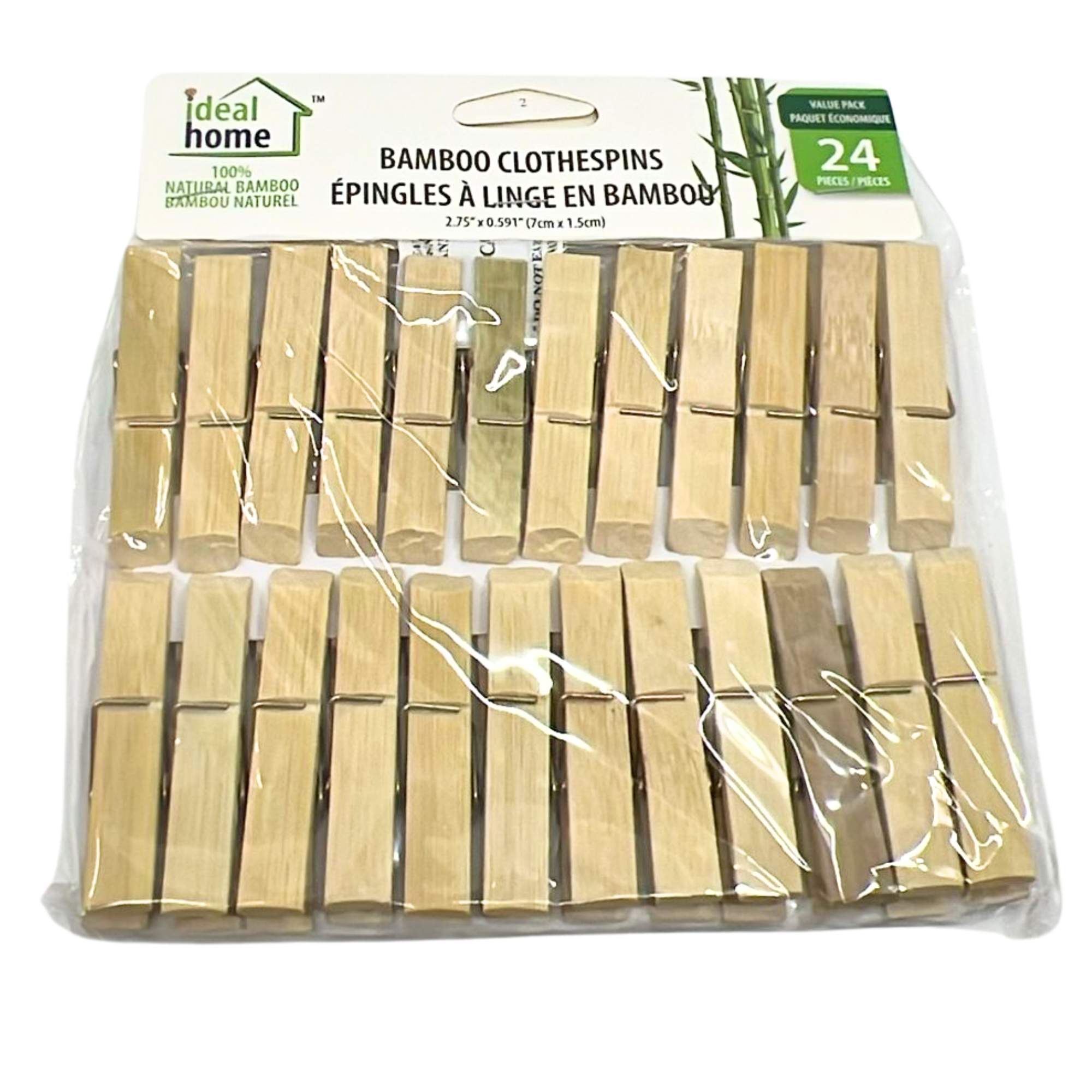 Eco Friendly Strong Grip Bamboo Clothespins: 24 Pack Laundry main product image